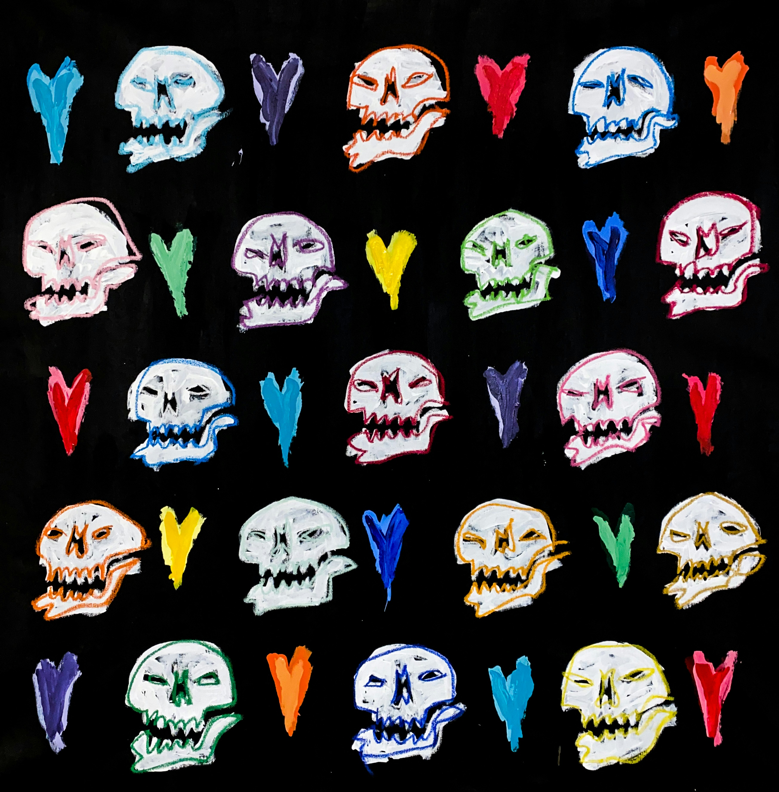 Skull and hearts